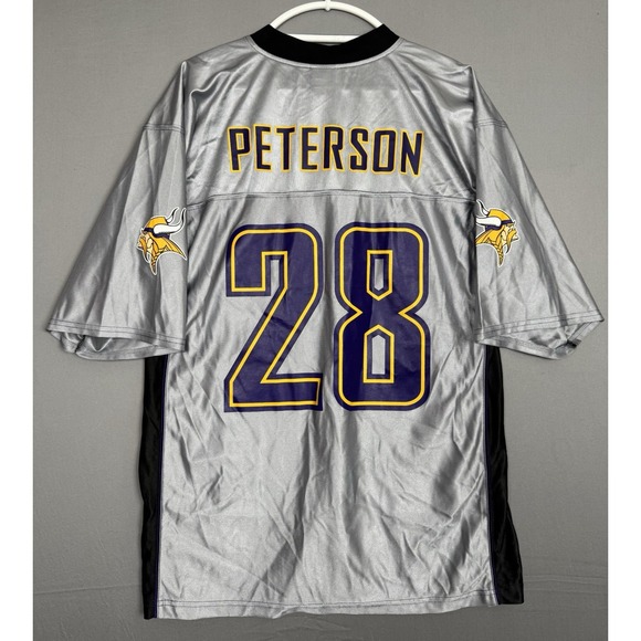 Vintage Adrian Petersen Minnesota Vikings Jersey #28 Mens Large Silver Black NFL - Picture 3 of 6